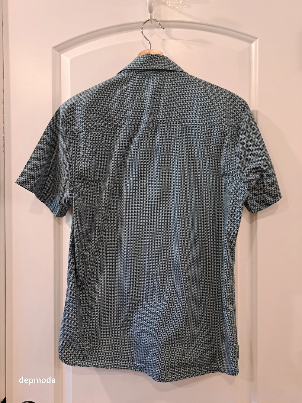Perry Ellis Men's Short-Sleeve Button-Down Shirt - Green Pattern Size S
